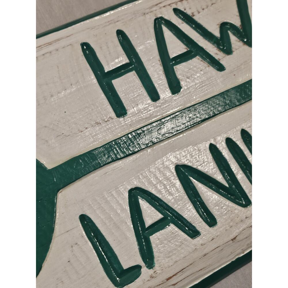 Lanikai Beach Wooden surf sign 40" w/ Beach Painting - Real Hand Carved Wood - Picture 4 of 14